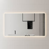 Retti Rectangular 1600mm x 900mm Frontlit and Backlit LED Frameless Mirror with Frosted Glass Border and Demister