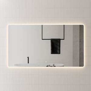 Retti Rectangular 1600mm x 900mm LED Mirror with Frosted Glass Border and Demister