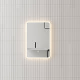 Retti Rectangular 400mm x 600mm Frontlit and Backlit LED Frameless Mirror with Frosted Glass Border and Demister *Clearance Stock*