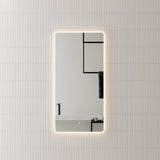 Retti Rectangular 600mm x 1200mm Frontlit and Backlit LED Frameless Mirror with Frosted Glass Border and Demister *Clearance Stock*