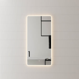 Retti Rectangular 600mm x 1200mm Frontlit and Backlit LED Frameless Mirror with Frosted Glass Border and Demister *Clearance Stock*