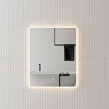 *Clearance* Retti Rectangular 600mm x 750mm Frontlit and Backlit LED Frameless Mirror with Frosted Glass Border and Demister