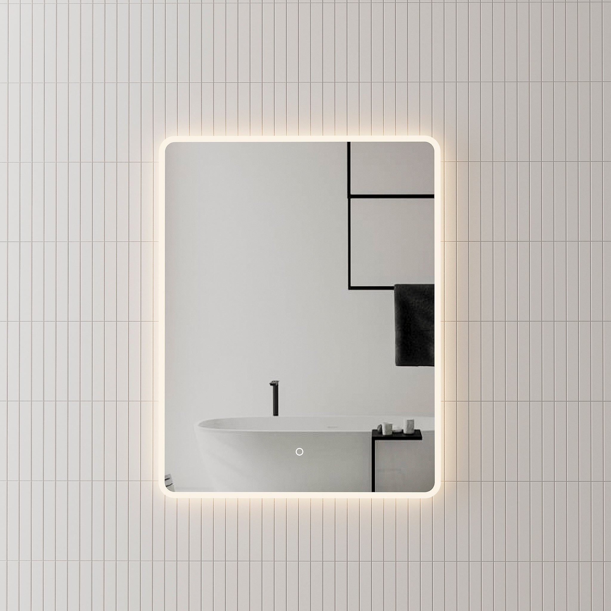 Akhtiar Retti Retti Rectangular 700mm x 900mm Frontlit and Backlit LED Frameless Mir ...