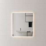 Retti Rectangular 800mm x 900mm Frontlit and Backlit LED Frameless Mirror with Frosted Glass Border and Demister