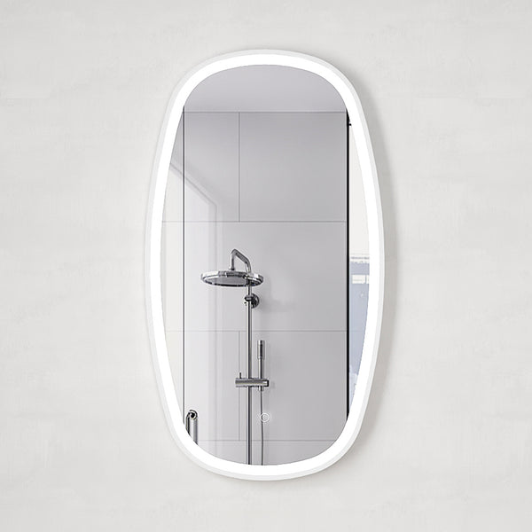 Riri Oblong 500mm x 900mm Frontlit LED Mirror with Matte White Frame and Demister