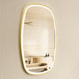Riri Oblong Frontlit LED Mirror with Brushed Brass (Gold) Frame and Demister | 2 sizes available, 500mm and 600mm |