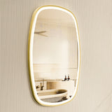 Riri Oblong 600mm x 900mm Frontlit LED Framed Mirror with Demister, Brushed Brass (Gold) Frame