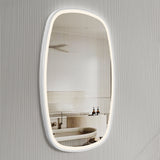 Riri Oblong 600mm x 900mm Frontlit LED Framed Mirror with Demister, Matte White Frame