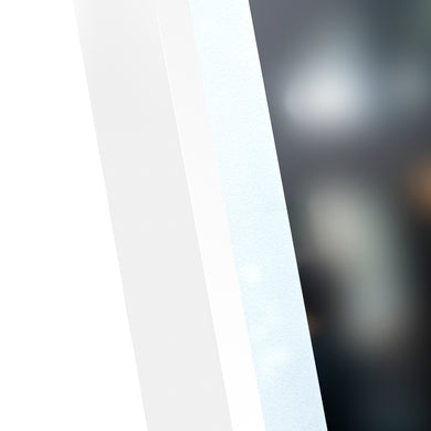 *Clearance* Riri Oblong 600mm x 900mm Frontlit LED Framed Mirror with Demister, Matte White Frame