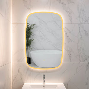 Riri Oblong 600mm x 900mm Frontlit and Backlit LED Frameless Mirror with Frosted Glass Border and Demister