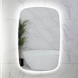 Riri Oblong 600mm x 900mm Frontlit and Backlit LED Frameless Mirror with Frosted Glass Border and Demister