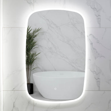 Riri Oblong 600mm x 900mm Frontlit and Backlit LED Frameless Mirror with Frosted Glass Border and Demister