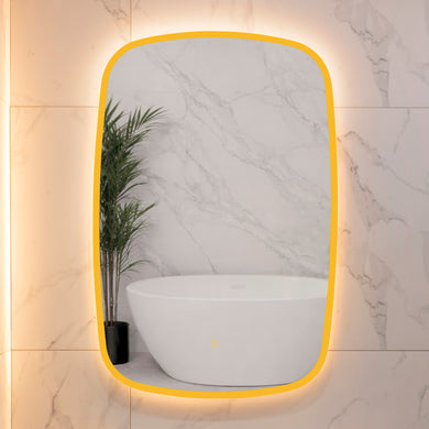 Riri Oblong 600mm x 900mm Frontlit and Backlit LED Frameless Mirror with Frosted Glass Border and Demister