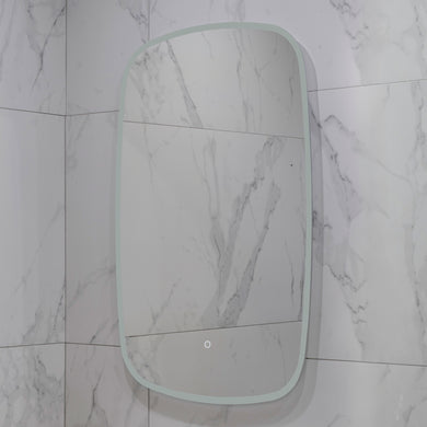 Riri Oblong 600mm x 900mm Frontlit and Backlit LED Frameless Mirror with Frosted Glass Border and Demister