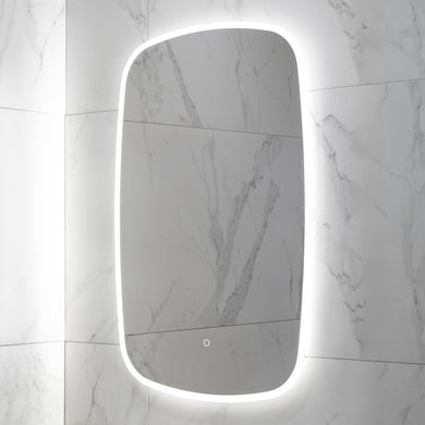 Riri Oblong 600mm x 900mm Frontlit and Backlit LED Frameless Mirror with Frosted Glass Border and Demister