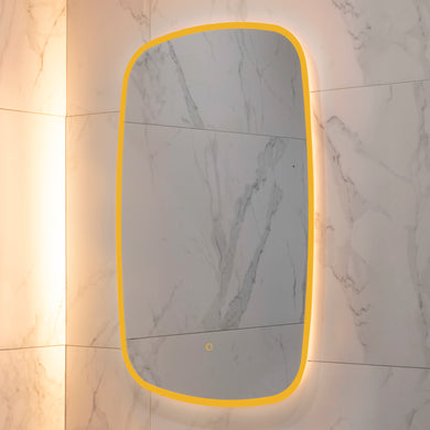 Riri Oblong 600mm x 900mm Frontlit and Backlit LED Frameless Mirror with Frosted Glass Border and Demister
