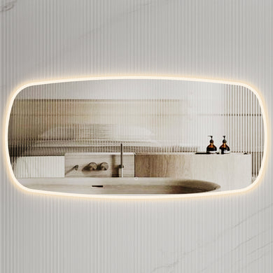 Riri Oblong 1500mm x 700mm Frontlit and Backlit LED Frameless Mirror with Frosted Glass Border and Demister