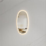 Riri Oblong 400mm x 800mm Frontlit and Backlit LED Frameless Mirror with Frosted Glass Border and Demister