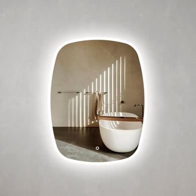 Riri Oblong 700mm x 900mm Frontlit and Backlit LED Frameless Mirror with Frosted Glass Border and Demister *Clearance Stock*