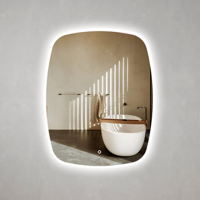 Riri Oblong 800mm x 1000mm Frontlit and Backlit LED Frameless Mirror with Frosted Glass Border and Demister