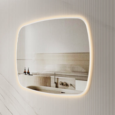 Riri Oblong 1200mm x 900mm Frontlit and Backlit LED Frameless Mirror with Frosted Glass Border and Demister