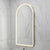 Arco Arch 550mm x 1000mm Frontlit LED Framed Mirror with Demister, Brushed Brass (Gold) Frame