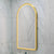Arco Arch 550mm x 1000mm Frontlit LED Framed Mirror with Demister, Brushed Brass (Gold) Frame