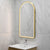 Arco Arch 550mm x 1000mm Frontlit LED Framed Mirror with Demister, Brushed Brass (Gold) Frame