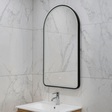 Arco Arch 550mm x 1000mm Frontlit LED Framed Mirror with Demister, Matte Black Frame