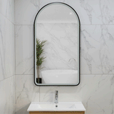 Arco Arch 550mm x 1000mm Frontlit LED Framed Mirror with Demister, Matte Black Frame
