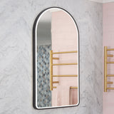 Arco Arch 550mm x 1000mm Frontlit LED Framed Mirror with Demister, Matte Black Frame