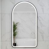 Arco Arch 550mm x 1000mm Frontlit LED Framed Mirror with Demister, Matte Black Frame