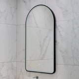 Arco Arch 550mm x 1000mm Frontlit LED Framed Mirror with Demister, Matte Black Frame