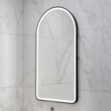 Arco Arch 550mm x 1000mm Frontlit LED Framed Mirror with Demister, Matte Black Frame