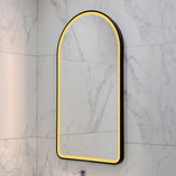 Arco Arch 550mm x 1000mm Frontlit LED Framed Mirror with Demister, Matte Black Frame