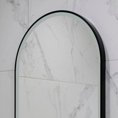 Arco Arch 550mm x 1000mm Frontlit LED Framed Mirror with Demister, Matte Black Frame