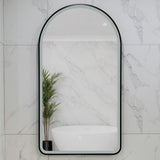 Arco Arch 550mm x 1000mm Frontlit LED Framed Mirror with Demister, Matte Black Frame
