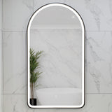 Arco Arch 550mm x 1000mm Frontlit LED Framed Mirror with Demister, Matte Black Frame