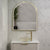 Arco Arch 850mm x 1000mm Frontlit LED Framed Mirror with Demister, Brushed Brass (Gold) Frame