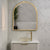 Arco Arch 850mm x 1000mm Frontlit LED Framed Mirror with Demister, Brushed Brass (Gold) Frame