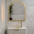 Arco Arch 850mm x 1000mm Frontlit LED Framed Mirror with Demister, Brushed Brass (Gold) Frame