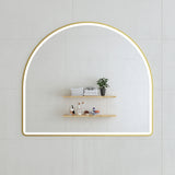 Arco Arch 1150mm x 1000mm Frontlit LED Framed Mirror with Demister, Brushed Brass (Gold) Frame