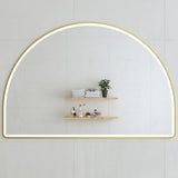 Arco Arch Frontlit LED Mirror with Brushed Brass (Gold) Frame and Demister | 7 sizes available, from 500mm to 1500mm |