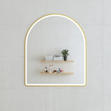 Arco Arch Frontlit LED Mirror with Brushed Brass (Gold) Frame and Demister | 7 sizes available, from 500mm to 1500mm |