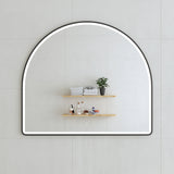 Arco Arch 1150mm x 1000mm Frontlit LED Framed Mirror with Demister, Matte Black Frame