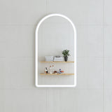 Arco Arch 500mm x 1000mm Frontlit LED Framed Mirror with Demister, Matte White Frame