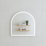 Arco Arch 800mm x 800mm Frontlit LED Framed Mirror with Demister, Matte White Frame