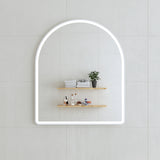 Arco Arch 850mm x 1000mm Frontlit LED Framed Mirror with Demister, Matte White Frame