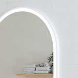 Arco Arch 1150mm x 1000mm Frontlit LED Framed Mirror with Demister, Matte White Frame