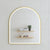 Arco Arch 850mm x 1000mm Frontlit LED Mirror with Brushed Brass (Gold) Frame and Demister